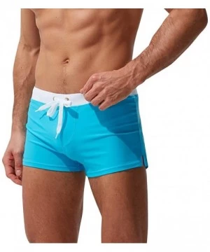 Board Shorts Men's Swimming Underwear Casual Loose Color Splicing Swim Trunks Quick-Dry Sport Beach Surfing Pants - Blue - C4...