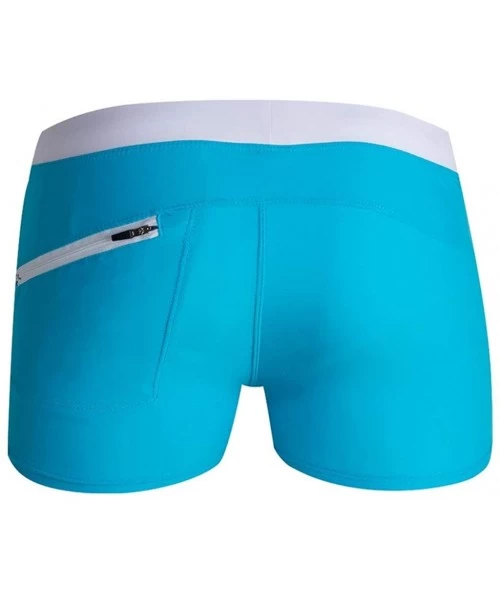 Board Shorts Men's Swimming Underwear Casual Loose Color Splicing Swim Trunks Quick-Dry Sport Beach Surfing Pants - Blue - C4...