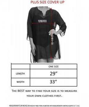 Cover-Ups Plus Size Chiffon Long Sleeve Swimwear Cover-up Beach Dress Made in The USA - Black - CQ11Z4CJ34P