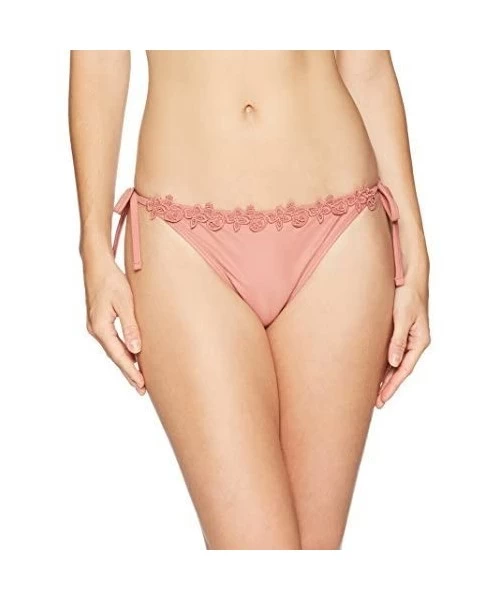 Bottoms Women's Swimwear Lara Lace Side Tie Bikini Bottom - Deep Rose - C8187ITRUSO