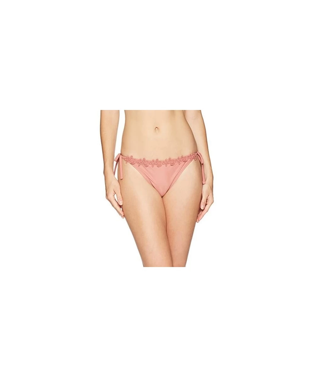 Bottoms Women's Swimwear Lara Lace Side Tie Bikini Bottom - Deep Rose - C8187ITRUSO