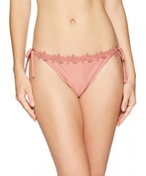 Bottoms Women's Swimwear Lara Lace Side Tie Bikini Bottom - Deep Rose - C8187ITRUSO