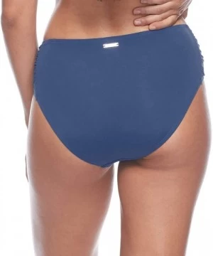 Bottoms Women's Alessia Hi Waist Ruched Bikini Bottom Swimsuit - Wisdom Blue - CG18Z064OGE