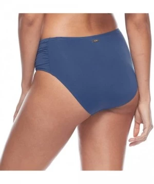 Bottoms Women's Alessia Hi Waist Ruched Bikini Bottom Swimsuit - Wisdom Blue - CG18Z064OGE