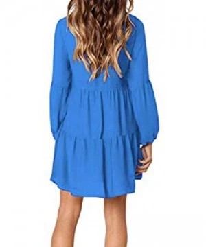 Cover-Ups Dresses for Women Casual Summer-Plus Size Long Sleeve Pleated Loose Crew Neck Swing Casual Dress Knee Length - Z1-l...