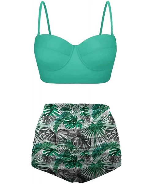 Sets Push up Bikini High Waisted Swimsuit Cute Bathing Suits - Z-green Mint - C31966NE0G9