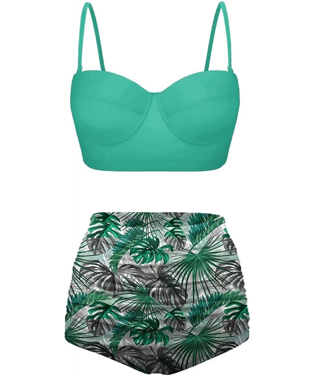 Sets Push up Bikini High Waisted Swimsuit Cute Bathing Suits - Z-green Mint - C31966NE0G9