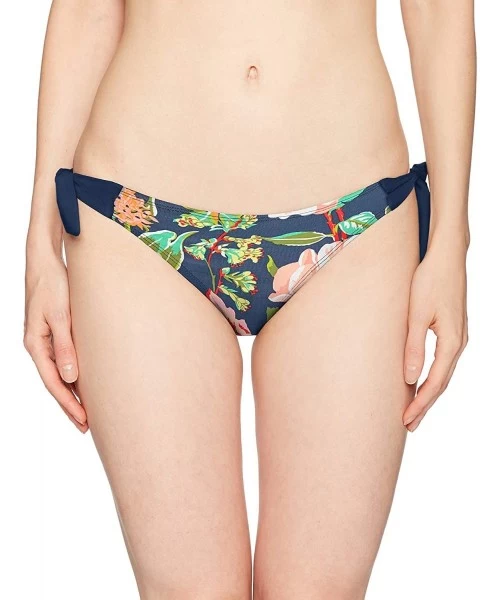 Tankinis Women's Sash Tie Side Med Bikini Bottom Swimwear - Sepali Navy Floral Print - CD18I07GAS9