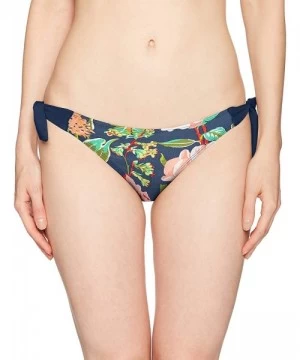 Tankinis Women's Sash Tie Side Med Bikini Bottom Swimwear - Sepali Navy Floral Print - CD18I07GAS9