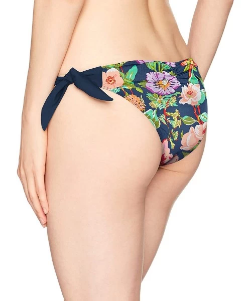 Tankinis Women's Sash Tie Side Med Bikini Bottom Swimwear - Sepali Navy Floral Print - CD18I07GAS9