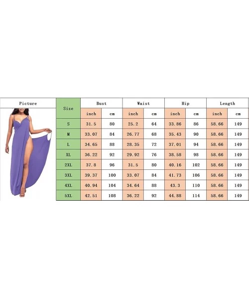 Cover-Ups Women's Plus Size Sexy Spaghetti Strap Backless Solid Color Beach Dress Bikini Cover-ups - Purple - C3184XTACZM