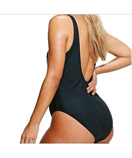 One-Pieces One Piece Swimsuit with High Cut and Low Back for Women Bathing Suits - Black-4 - CK18WY3KT7W