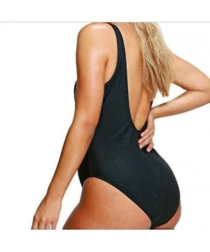 One-Pieces One Piece Swimsuit with High Cut and Low Back for Women Bathing Suits - Black-4 - CK18WY3KT7W