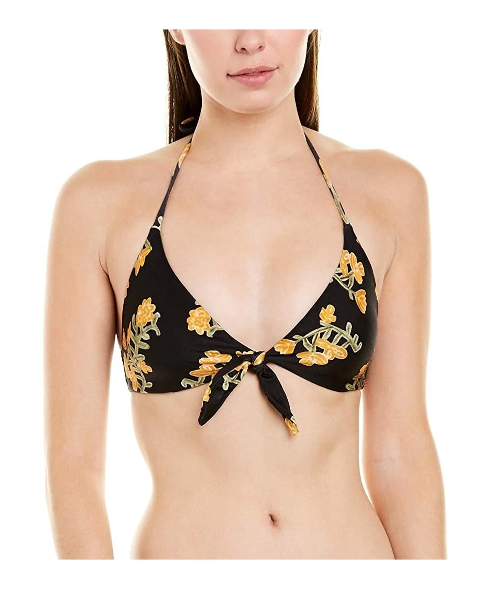 Tops Flower Retro Bikini Top - Black - C818QNULNTL