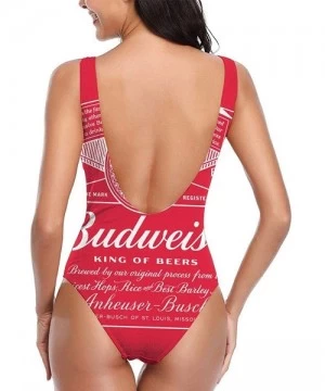 One-Pieces Women's Budweiser Swimsuit High Cut Low Back One Piece Swimwear Bathing Suits - Budwise Beer3 - CO199ULSK58