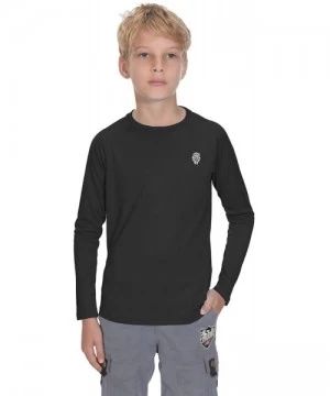 Rash Guards Sun Shirts for Youth Boys Rashguard - Long/Short Sleeve Lightweight Shirt SPF 50+ - Black - CR18UQ09Q6U