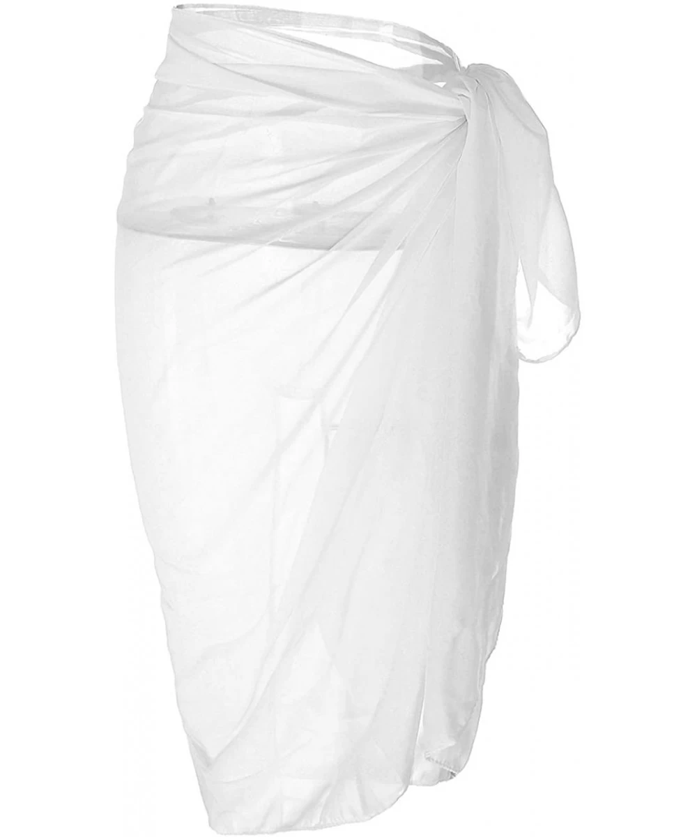 Cover-Ups Womens Swimwear Chiffon Cover up Solid Color Beach Sarong Swimsuit Wrap - 1 White - CO12HDGHCB5