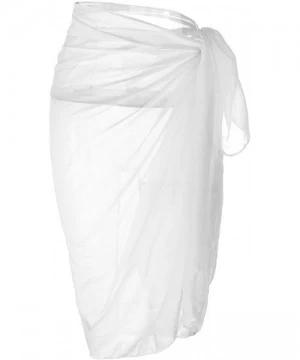 Cover-Ups Womens Swimwear Chiffon Cover up Solid Color Beach Sarong Swimsuit Wrap - 1 White - CO12HDGHCB5