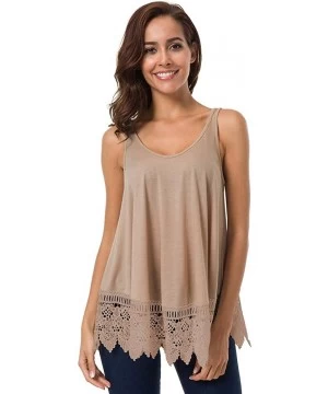 Tankinis Women Flowy Tank Tops Long - Backless Sexy Tunic Tops Stretch A-Line Loose Sleeveless Shirts Lace Trim - Khaki - CT1...