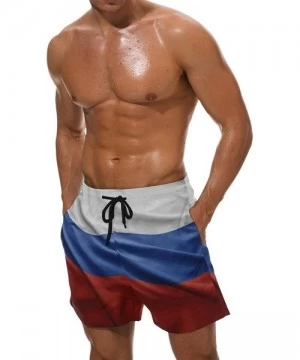 Trunks Russia Flag Men's Swim Trunks Water Beach Shorts with Pockets - C018G6LGKWI