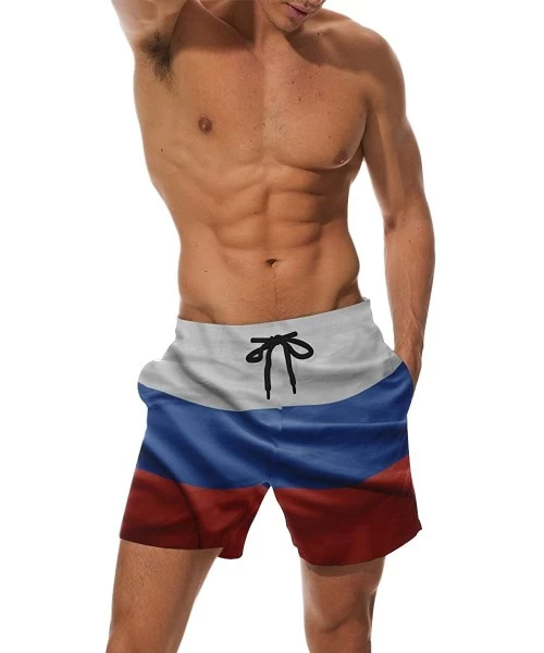 Trunks Russia Flag Men's Swim Trunks Water Beach Shorts with Pockets - C018G6LGKWI