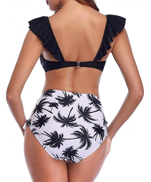 One-Pieces Swimsuits for Women Tummy Control-Summer Cross Strappy Two Piece High Waisted Floral Ruched Bikini Bathing Suits -...