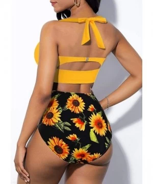 Sets Sexy High Waist Bikini Swimsuit Women Swimwear Print Push Up Bikini Set Bandeau Two Piece Suit Beach Wear Swimming Suit ...