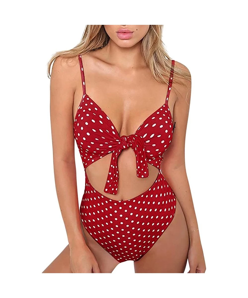 Racing Swimwear for Womens- Summer Beach Summer Set Ladies One PC Holiday Pool Beachwear Tankini Bikini - Red - CI18O2I35L0