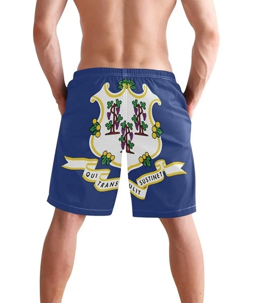 Board Shorts Men's Quick Dry Swim Trunks with Pockets Brazil Flag Beach Board Shorts Bathing Suits - Connecticut Flag - C7195...