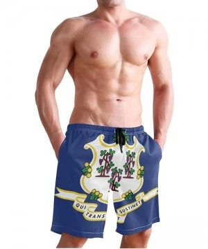 Board Shorts Men's Quick Dry Swim Trunks with Pockets Brazil Flag Beach Board Shorts Bathing Suits - Connecticut Flag - C7195...