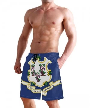 Board Shorts Men's Quick Dry Swim Trunks with Pockets Brazil Flag Beach Board Shorts Bathing Suits - Connecticut Flag - C7195...